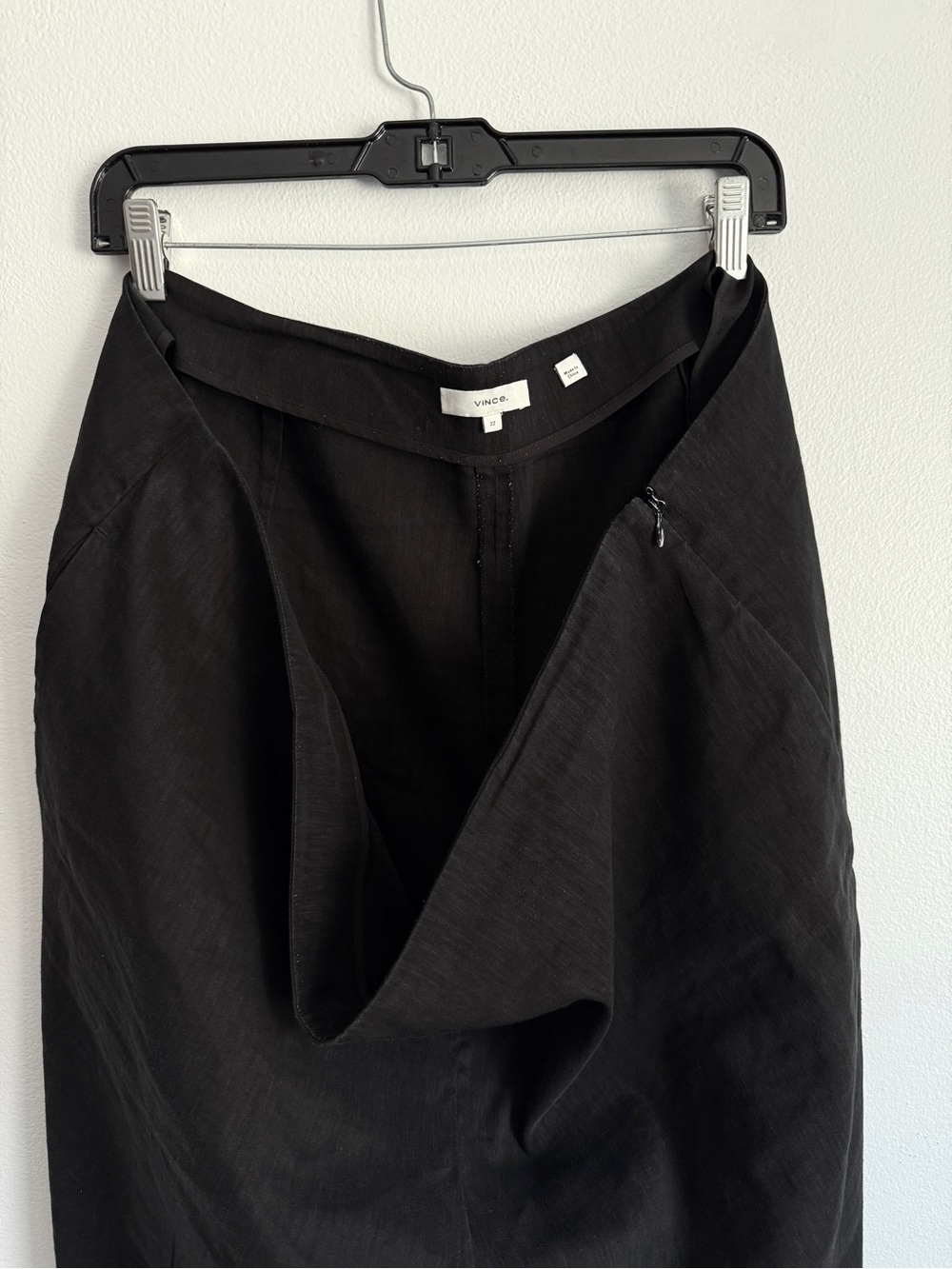 Vince Black Linen Blend Wide Leg Palazzo Pants Size 22 Minimalist Quiet Luxury